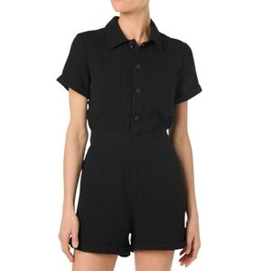 Joe’s Gauze Jumper Collared Button Front Romper NWT Size Small Black Comfort